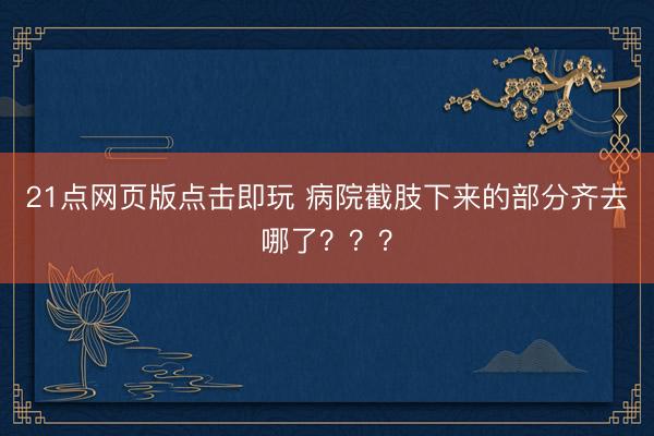 21点网页版点击即玩 病院截肢下来的部分齐去哪了？？？